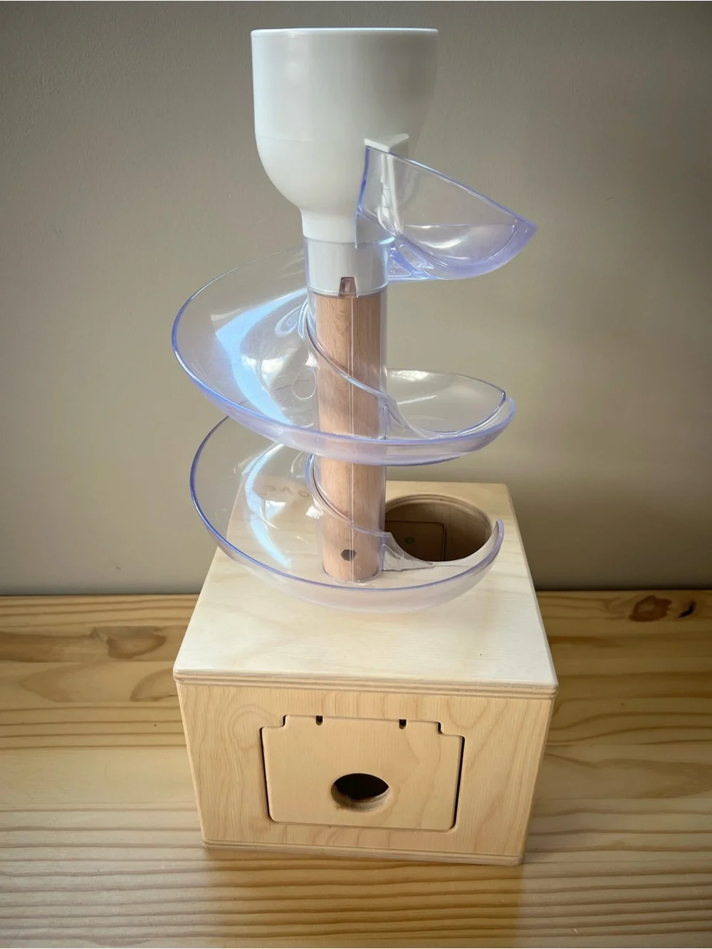 Lovevery Wooden Ball Drop Toy with Pink Ball